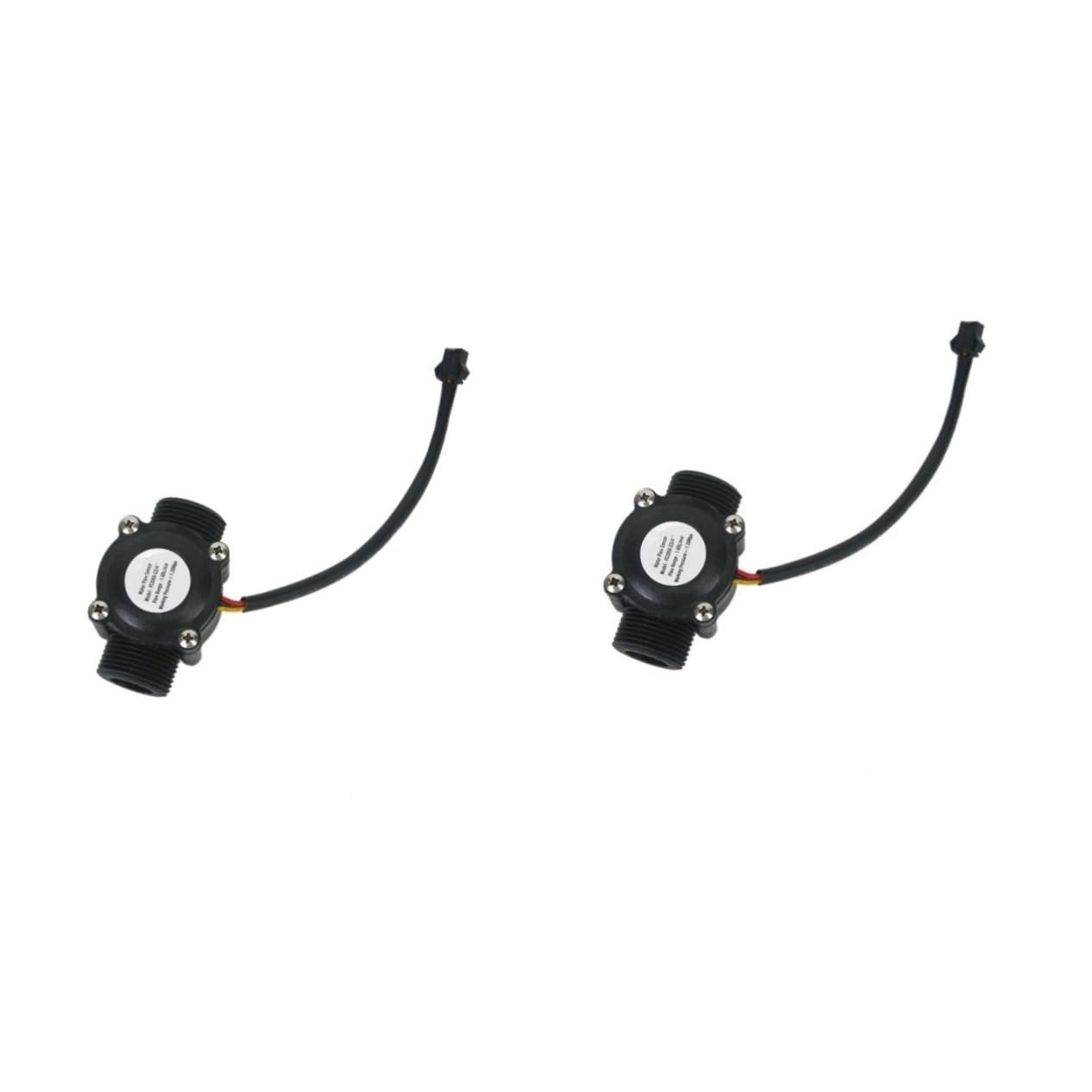 FUNOMOCYA 2pcs Stainless Steel 3/4 Thread Water Sensor 1-60 L/min Compatible for Flow Measurement