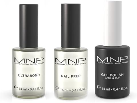 MESAUDA Semi-Permanent Gel Polish Nail Kit 3 Pieces Base & Top 14 ml – Nail Prep 14 ml – Ultrabond 14 ml Primer Degreaser Nails