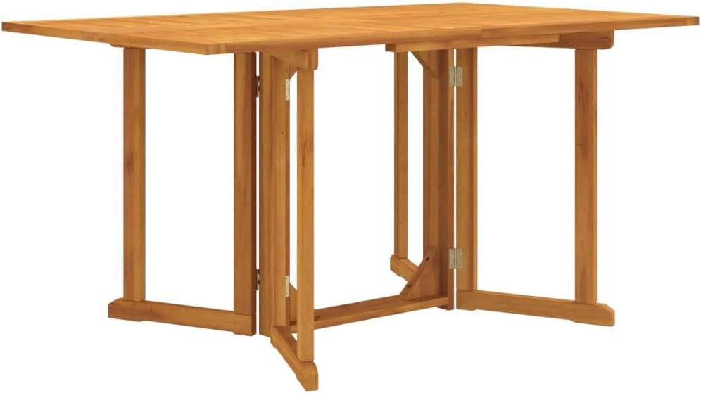 vidaXL Solid Teak Wood Folding Butterfly Garden Table - Versatile Outdoor Dining Furniture with Sturdy Tabletop and Foldable Design for Space Saving