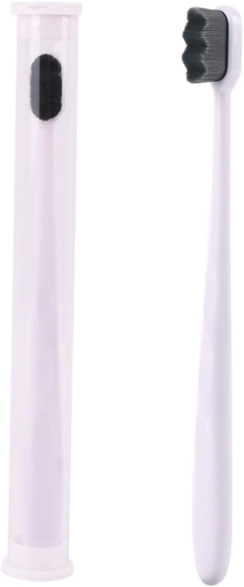 IWOWHERO Black Hair White Handle Bristle Toothbrush Micro-nano Oral Care Tool Ergonomic Design Anti-slip Teeth Cleaning
