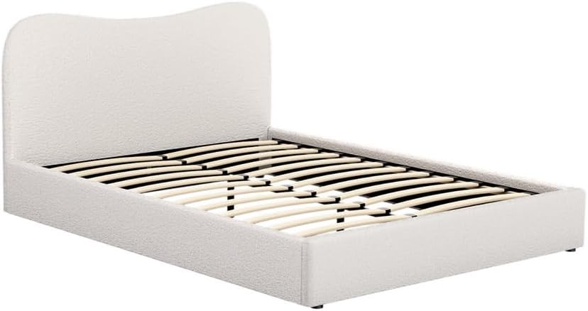 Artiss Bed Frame Queen Size Mattress Base Wooden Platform Boucle White DARA