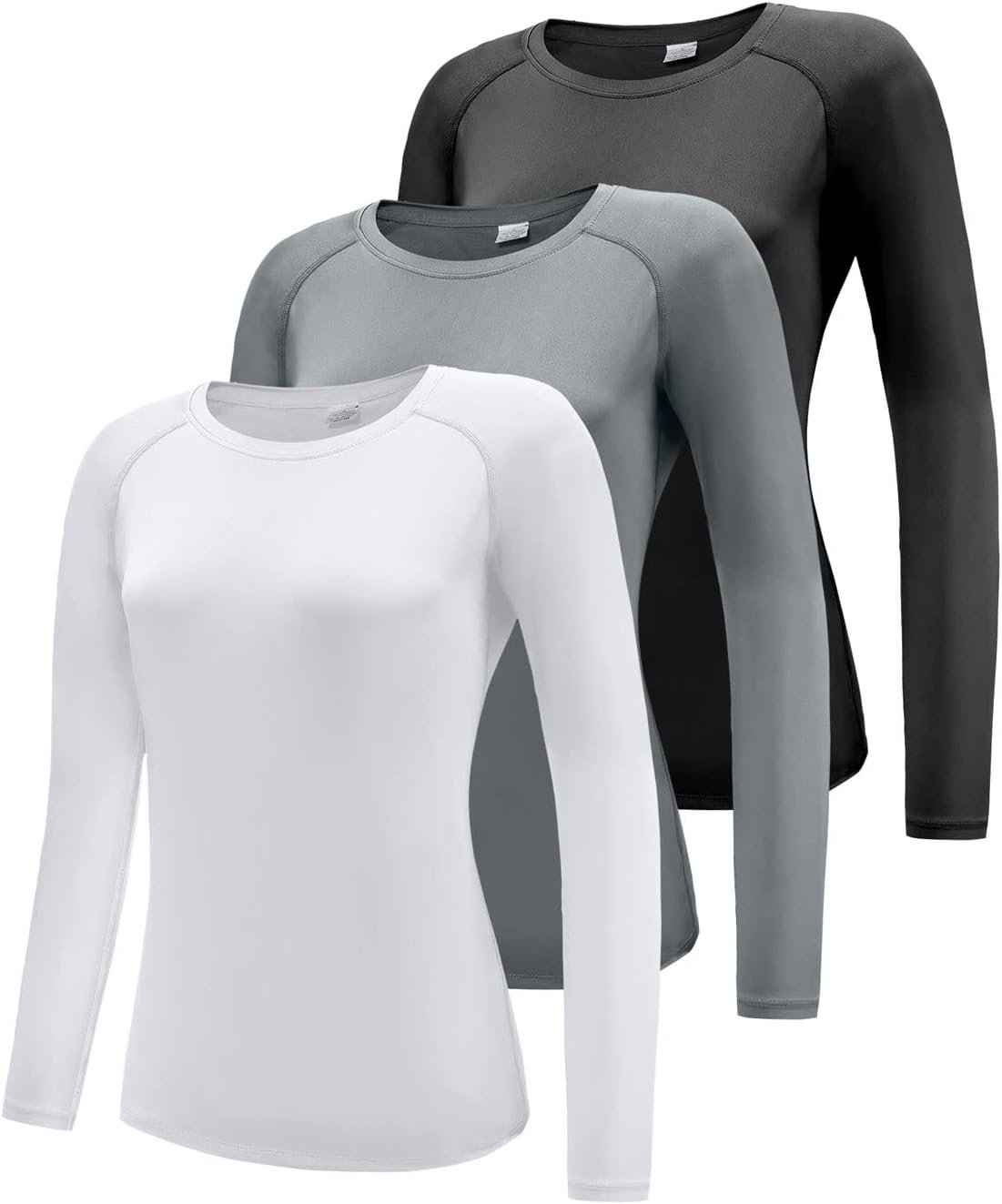 Boyzn Women's 3 Pack Short/Long Sleeve Workout Running Shirts, UPF 50+ Sun Protection Shirts, Athletic Exercise Gym T-Shirts