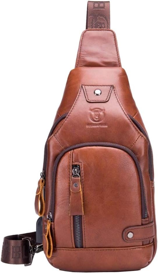 Leather Sling Bag Crossbody Backpack for Men Women