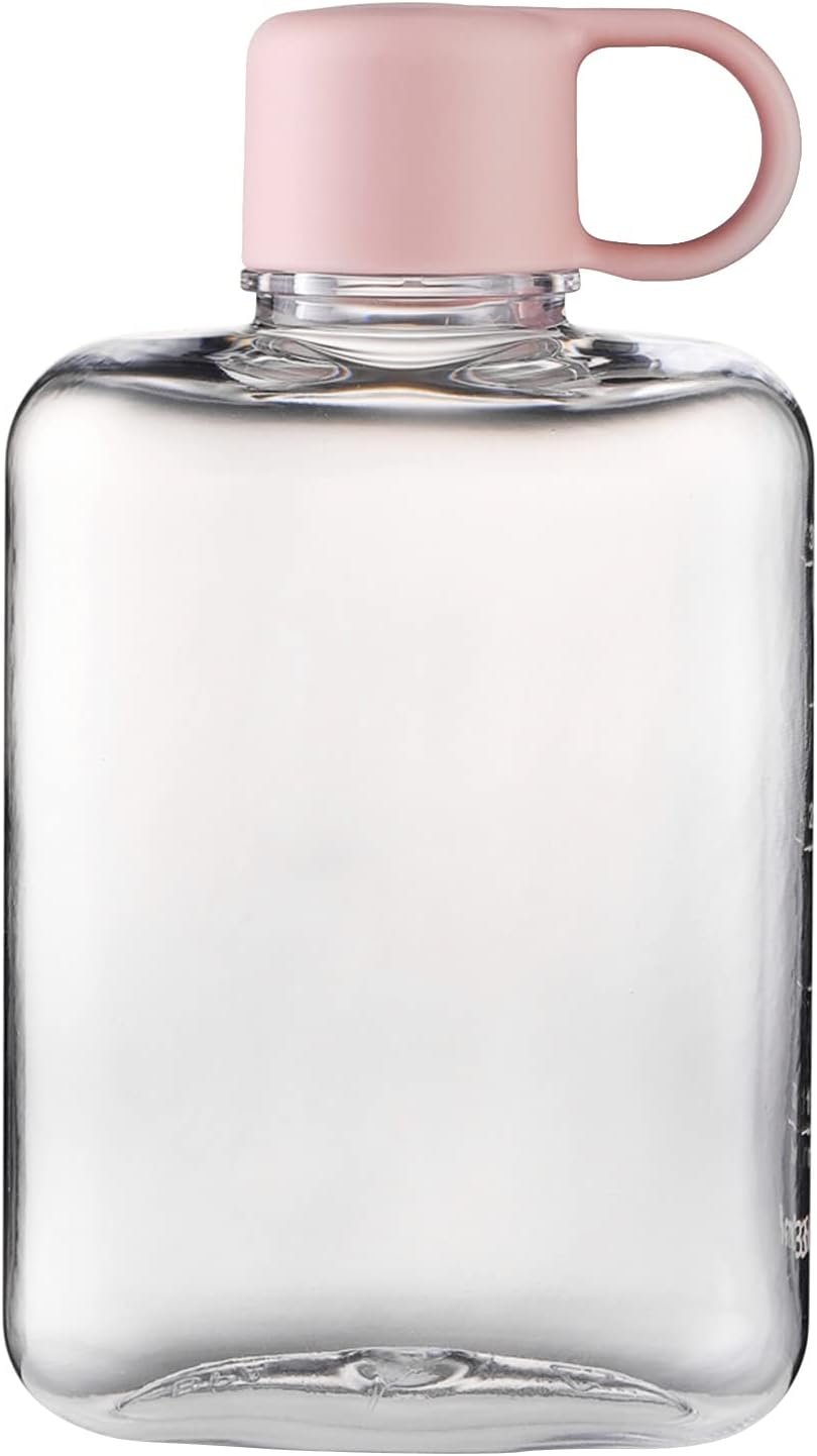 Flat Water Bottle Leakproof Water Cups Clear Drinking Cup Girls Water Bottle 360ml for Fitness