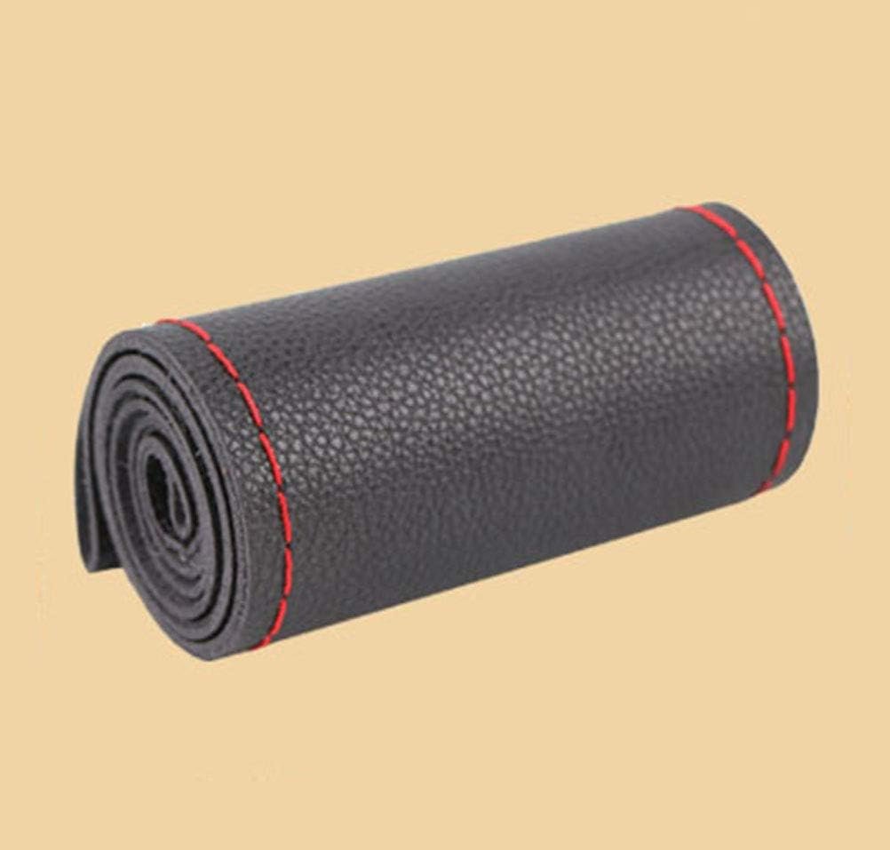 DIY Soft Leather Car Steering Wheel Cover with Needle and Thread Interior Accessories Red