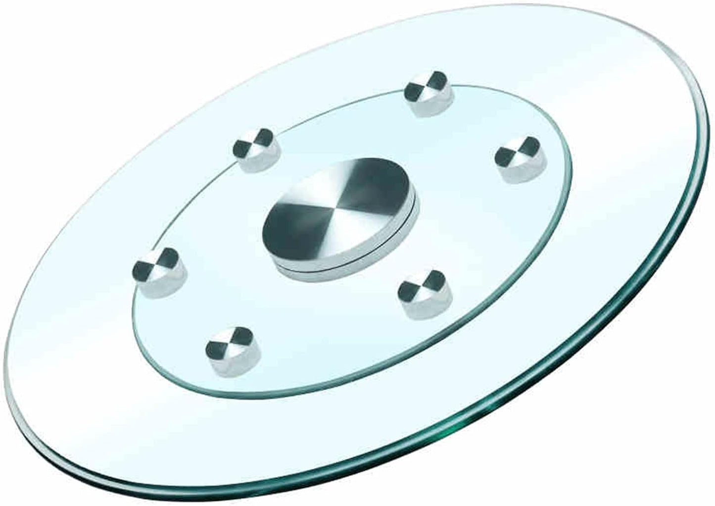 27" Glass Lazy Susan Turntable Large Dining Table, Kitchen Round Clear Tabletop Rotating Tray with Swivel Assist System, Silent & Smooth Spin Table Centerpiece