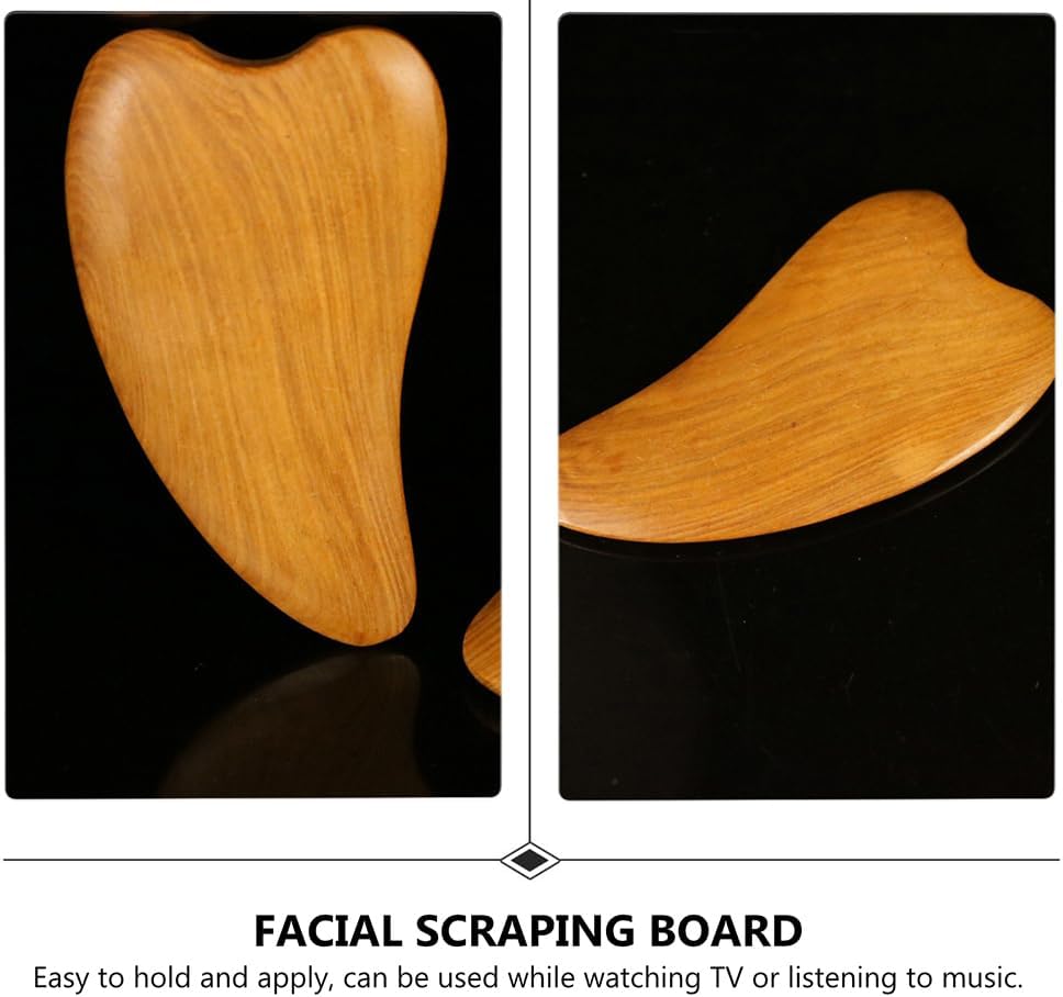 2pcs Wooden Scraping Massage Tool Heart- shaped Wood Face Scraping Board Facial Body Care Scraping Plate Therapy Tool, Anti , Manual Muscle Wood Therapy