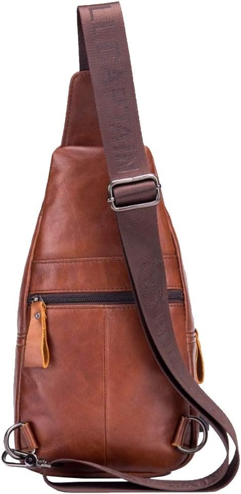 Leather Sling Bag Crossbody Backpack for Men Women