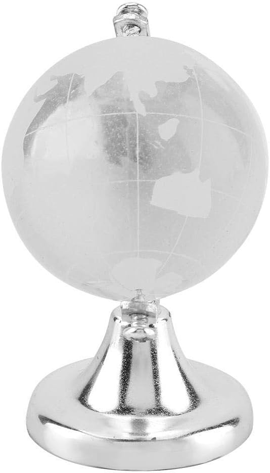 Aigend Home Decor - Round Earth Globe World Map Crystal Ball Ball Decoration for Home Office Gift (Silver)