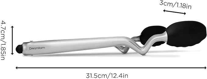 Dreamfarm Clongs Grippy Silicone & Stainless Steel Kitchen Cooking Tongs with Click-Lock Open & Close - 12" Black