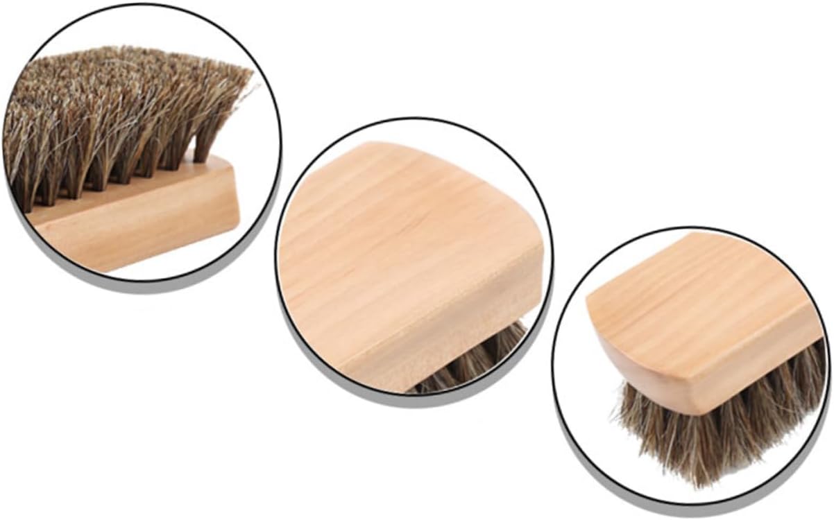ROMISBABA 1PC Horsehair Shoe Brush with Handle Professional Boot Cleaning Tool for Home and Shop Sturdy Efficient Buffing and High Shine Finish Essential for Shoe Care