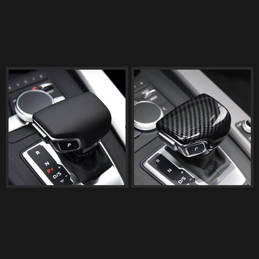 AUTO-P Suitable for Audi 2017-up A4 A5 S5 RS5 Q7, 2018-up Q5 Shift knob Cover Shell Interior Modification (ABS Carbon Fiber Plaid) (A)