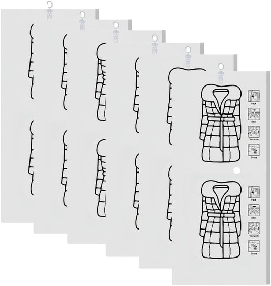 6 Pack Hanging Vacuum Storage Bag 27.5x51.1inch Vacuum Sealer Bags Storage Clothes Vacuum Packing Bags for Travel Hanging Storage,Reusable Space Saver Bags for Suits
