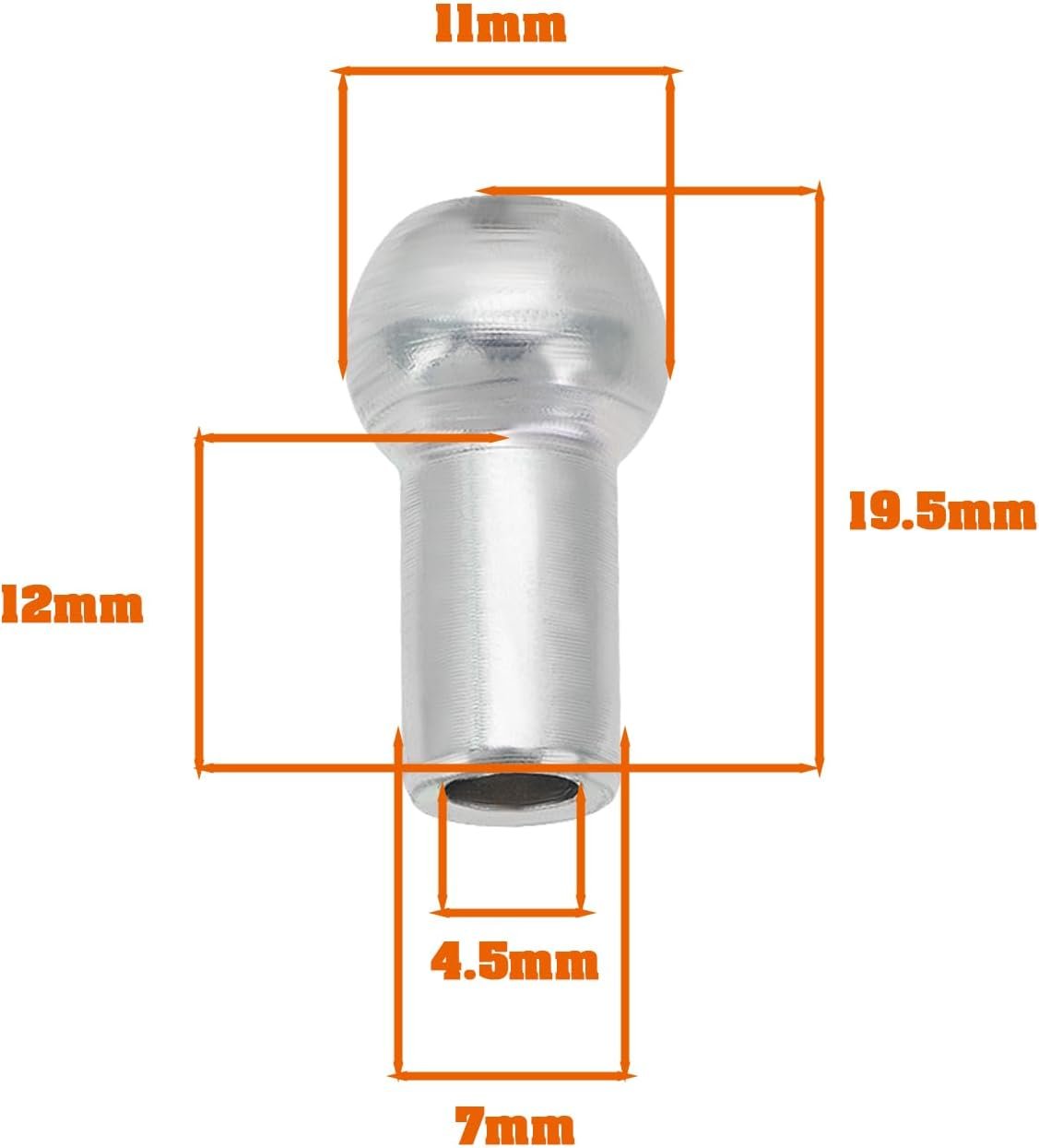 YINETTECH 5PCS 11mm Ball End Cable Stopper 4.5mm Bore Zinc-Plated Steel Wire Compatible with 6mm Wire Rope Cable for Home Gym Machine Accessories