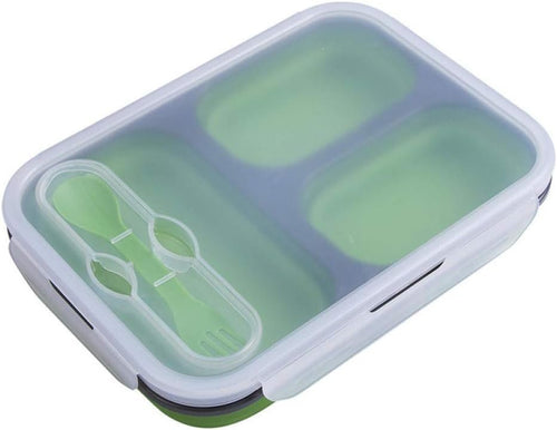 3 Cell Silicone Portable Portable Portable Kitchen Bento Boxes Foldable Storage Boxes Food Container Lunch Box Eco-Friendly-red_1300ml