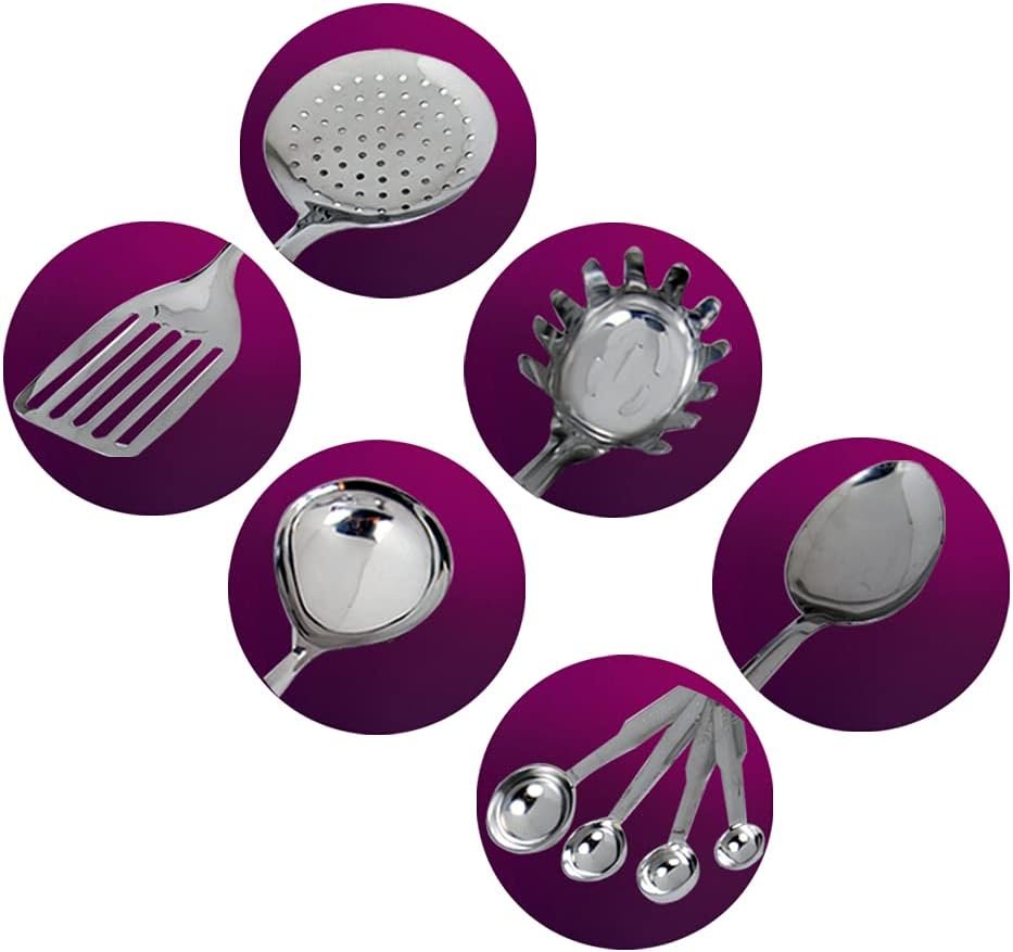 Kosma 9 Piece Stainless Steel Kitchen Utensil Set, 5 Kitchen Gadgets and 4 Measuring Spoons | Kitchen Utensil Set