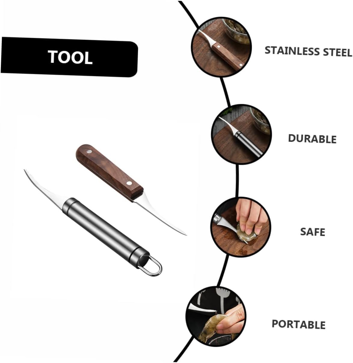 Zerodeko 2 Pezzi Apriscatole per Gamberetti Gadget da Cucina Utensile per Sbucciare Gamberetti in Legno