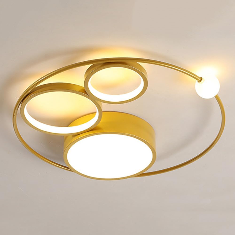SEMANHUA Lampada da soffitto moderna a LED, plafoniera da incasso 44W con cerchio ad anello, lampadari in acrilico dorato da 20,4" for soggiorno, camera da letto, cucina,