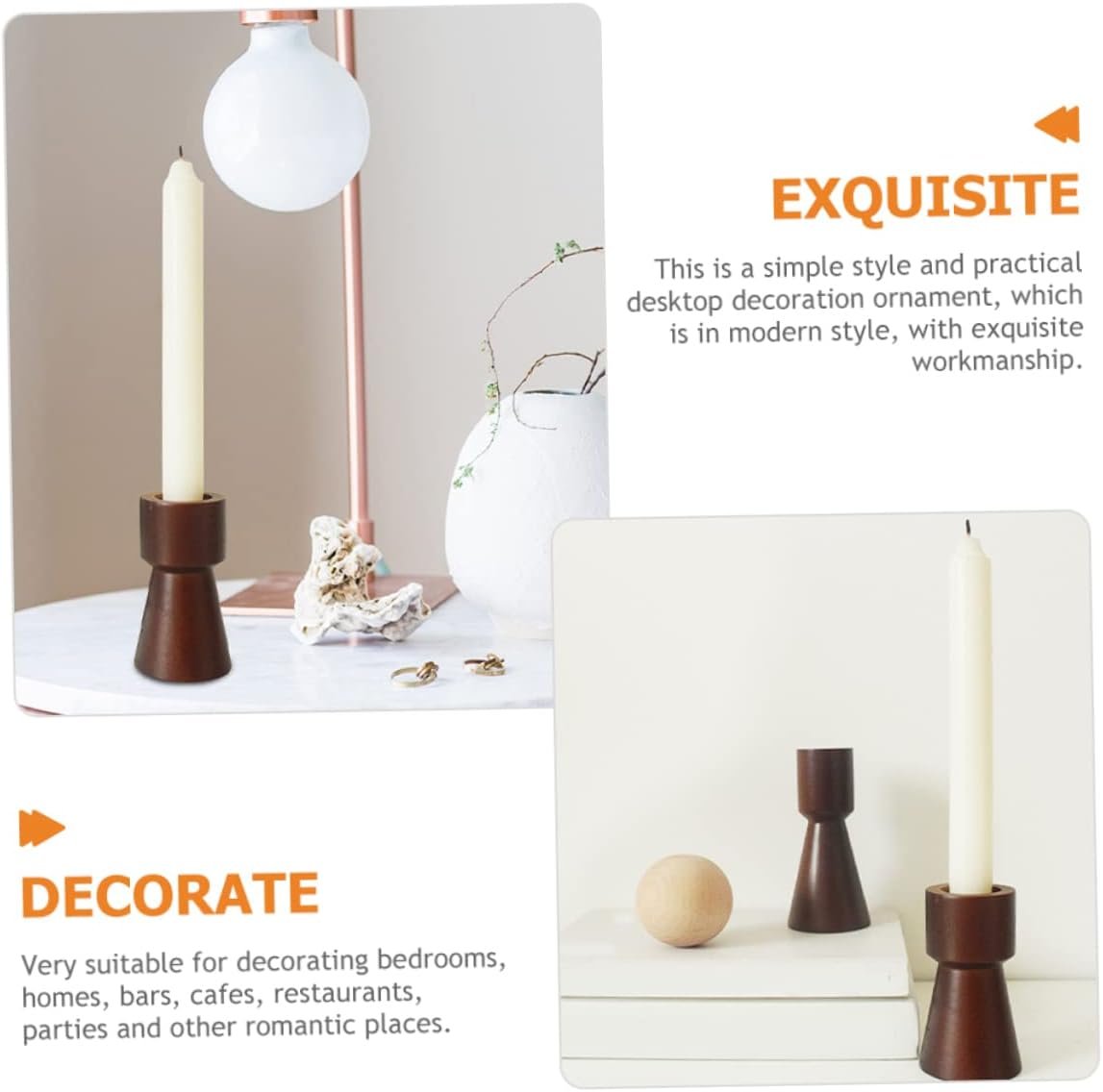 QUMIIRITY portacandele nuziali decorativo Decorazioni per matrimoni Titolare parà moderno rosa gadget casa oggettistica casa portacandele conico arredamento per la casa legno di pino Coffee