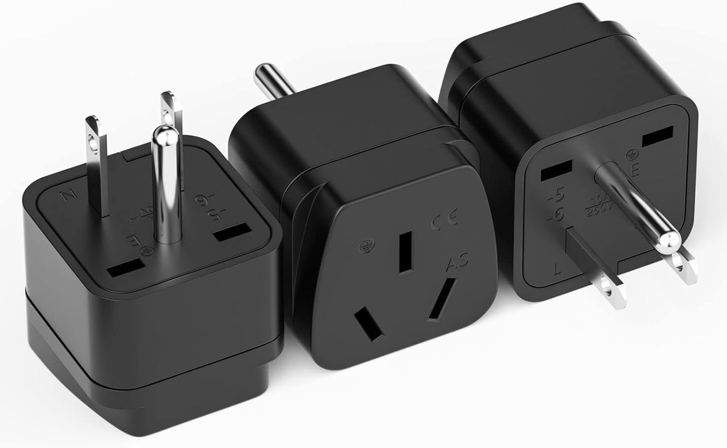 3PCS AU to USA Universal Travel Plug, Australia to America International Travel Adapter, Travel Power Plug for The United States, Canada, Brazil, Japan, Black