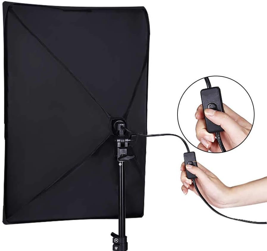 Vivider (TM) 2PCS Softbox Photography Continuous Lighting Kit 150W 5500K Bulbs 20"X28" Professional Photo Studio Equipment with 2M Adjustable Stand CFL Bulb for Video Filming Portraits