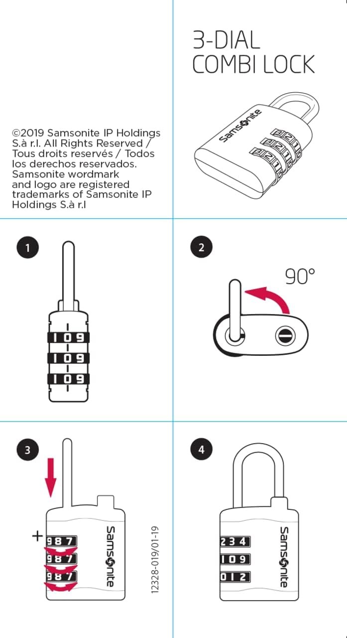 Samsonite Global Travel Accessories Three Dial TSA Combilock, 7 cm