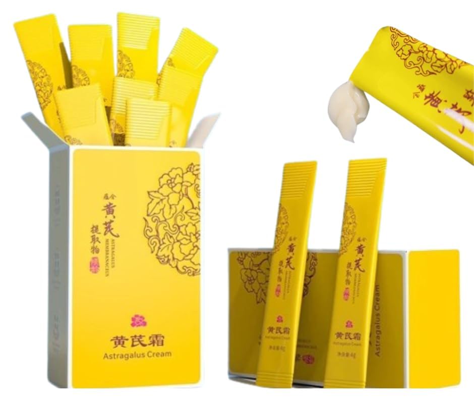 Natural Emollient Astragalus Face Cream (2 Boxes) Travel Size (4gx20 Packets) Anti-Aging Wrinkle Facial Moisturizing For Dry Rough Sensitive Dry All Skin.