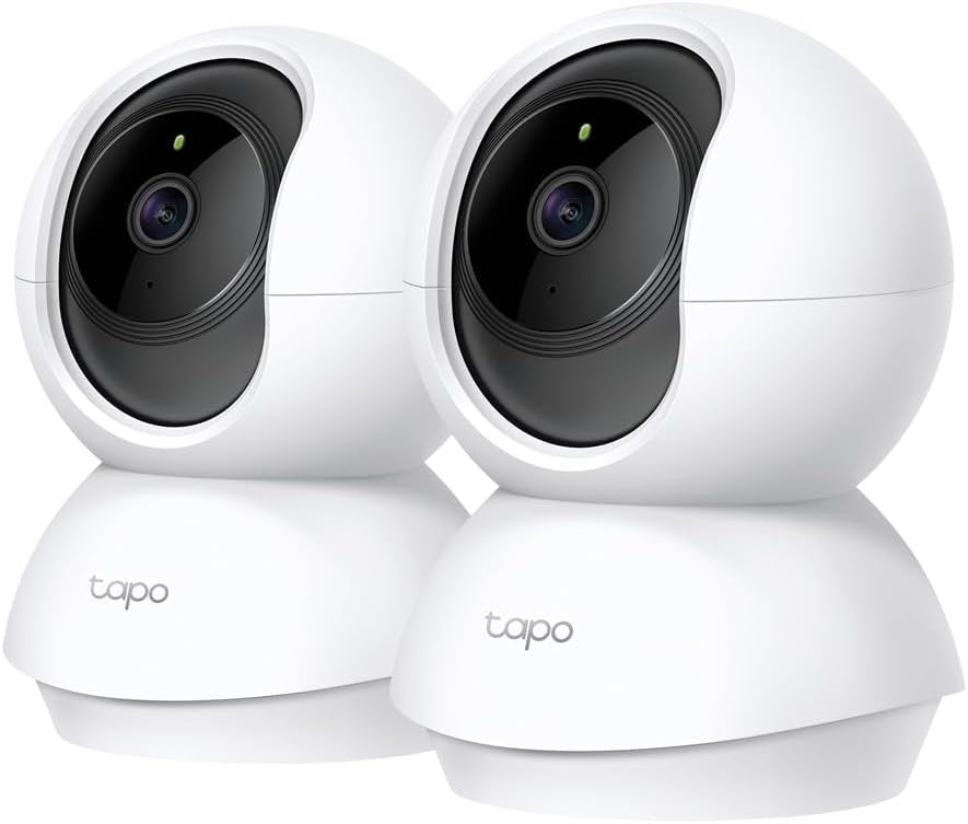 TP-Link Tapo Pan/Tilt AI Smart Home Security Wi-Fi Camera, Baby Monitor, 1080P, Motion & Person Detection, Night Vision, SD Card Slot, Voice Control, No Hub Required, 2-Pack (Tapo C200P2)
