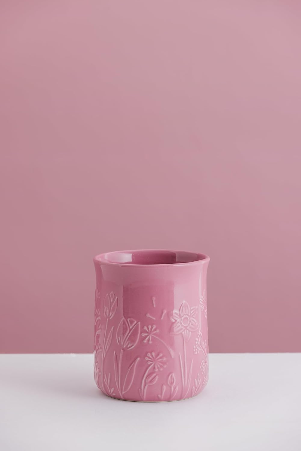 Mason Cash In the Meadow Utensil Holder 1.3 Litre Embossed Floral Design, Durable Stoneware – Ideal for Storing Kitchen Tools and Gadgets – Classic Kitchen Storage (H15 x Dia 12.5cm)