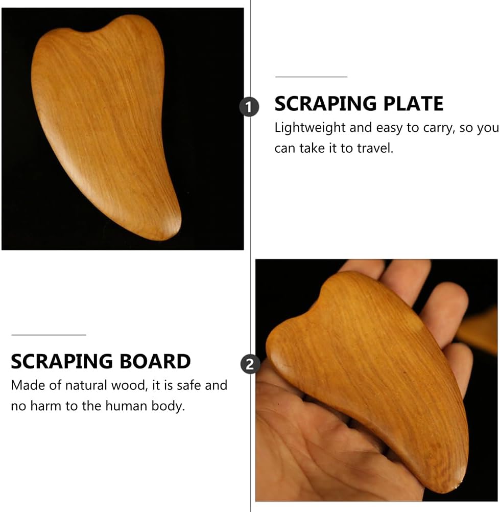 2pcs Wooden Scraping Massage Tool Heart- shaped Wood Face Scraping Board Facial Body Care Scraping Plate Therapy Tool, Anti , Manual Muscle Wood Therapy