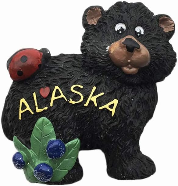 Alaska Black Bear 3D Resin Fridge Magnet Travel Souvenir Gifts Handmade Home Kitchen Decoration Alaska