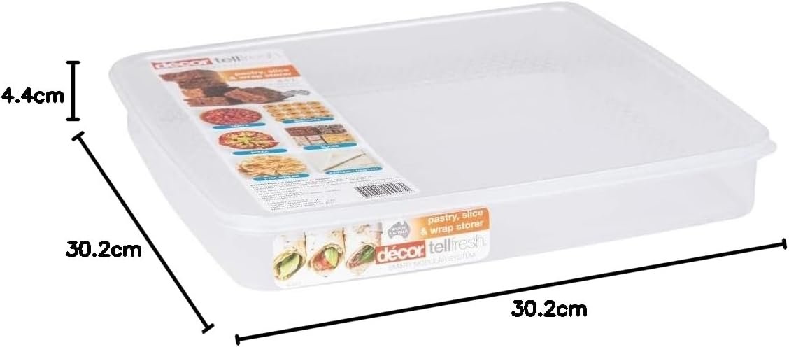 Décor Food Storage Container for Pastry Sheets, Slices and Pita Breads 2.5L,White