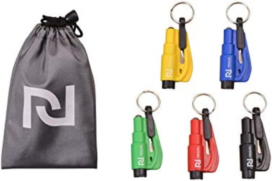 5 Pcs Car Escape Rescue Tool Keychain Glass Breaker Seatbelt Cutter Mini Hammer Emergency Rescue Tool Glass Breaker Car Safety Tool Window Broken Tool Seat Belt Cutter