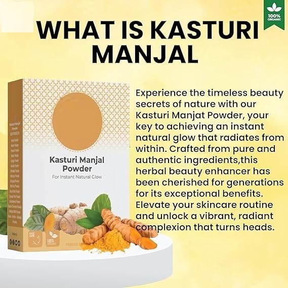 Zenty Kasturi Manjal Powder, Wild Turmeric Root Powder, Pure Kasthuri Haldi, Kasturi Turmeric Powder, For Skin & Face Care, 100g