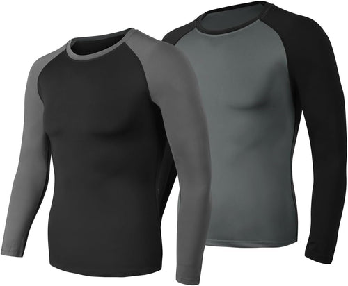 HomyComy Men's 2 Pack Muscle Shirts Short Sleeve Bodybuilding Gym Sports T-Shirts Workout Shirts