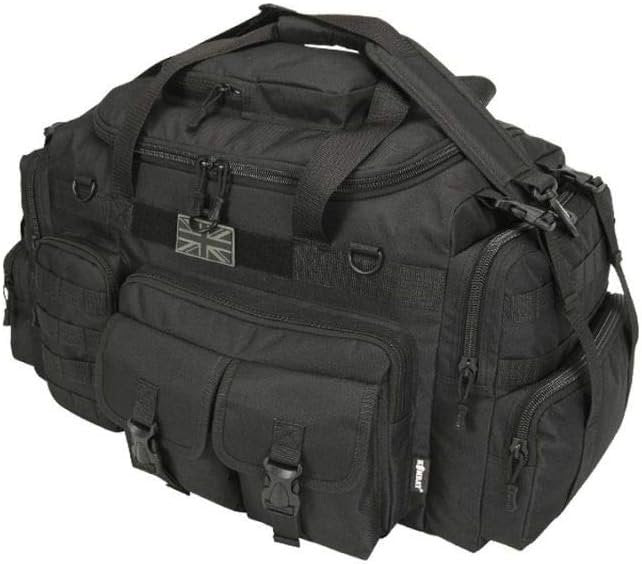 Kombat Tactical Saxon Holdall 50 Litre - Black Police Patrol Holdall Duffle Pack Security Special Forces, Black, 1 Count (Pack of 1), Saxon