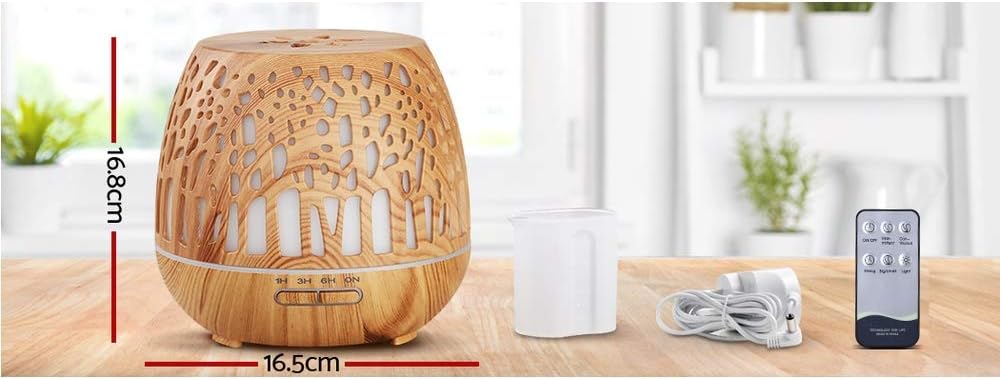 Devanti Aroma Diffuser, 400ml Air Humidifier Purifier Essential Oils Car Freshener Vaporizer Aromatherapy Diffusers Scent Booster Home Office Bedroom Humidifiers Steam, 7 Led Light Forest