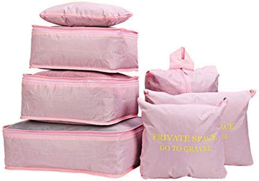Set of Packing Cubes for Travel, 7 Pieces Luggage Suitcase Organizer, Compression Packaging Bags for Clothes Storage Bags