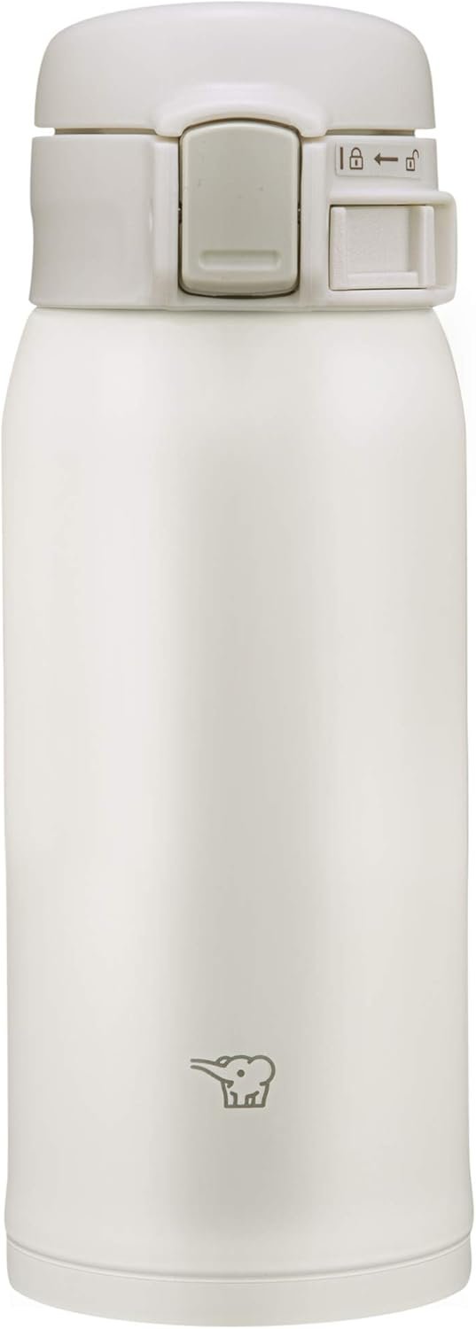 ZOJIRUSHI SM-SR One-Touch Open Stainless Steel Vacuum Insulated Bottle, 360 ml, WA: White 12-Ounce