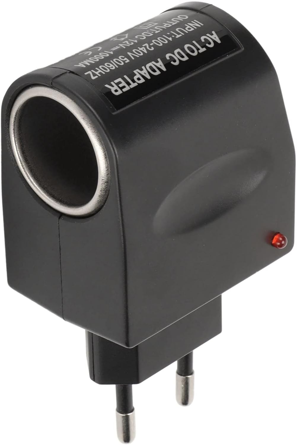 AC to DC 12V Wall Socket Power Adapter Converter with Cigarette Lighter Socket and LED Charge Indicator for Small Car Electronics (EU Plug)