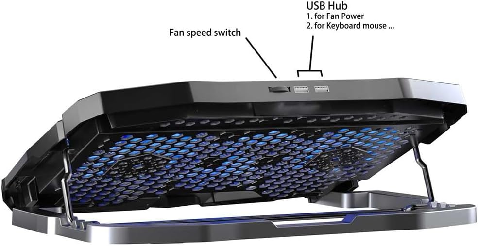 Oxhorn Laptop Cooling Stand 4 High Adjustable, 4 Silent Fans Fit up to 17″ Laptop