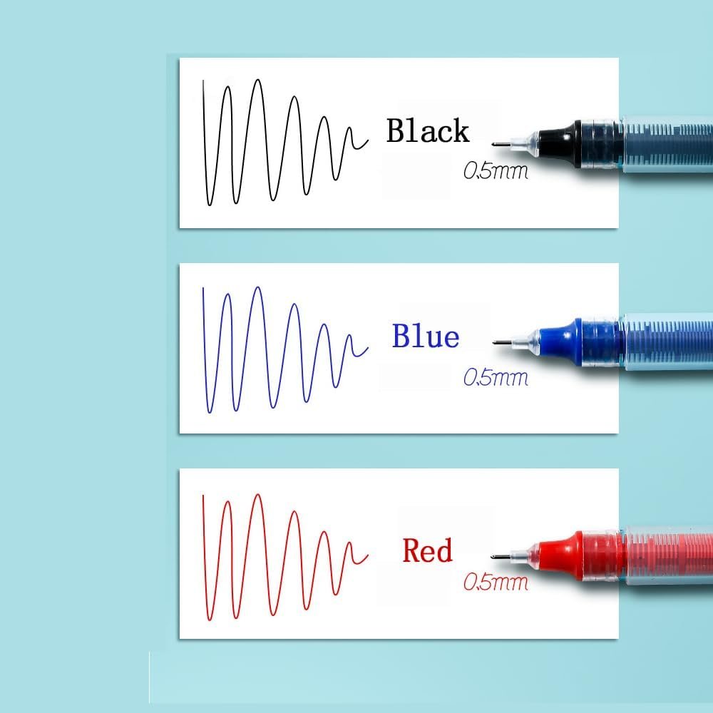 CCINEE16 Pieces Straight Liquid Neutral Pen, 0.5mm nib Writing Pen for Office Stationery Supplies (Blue)