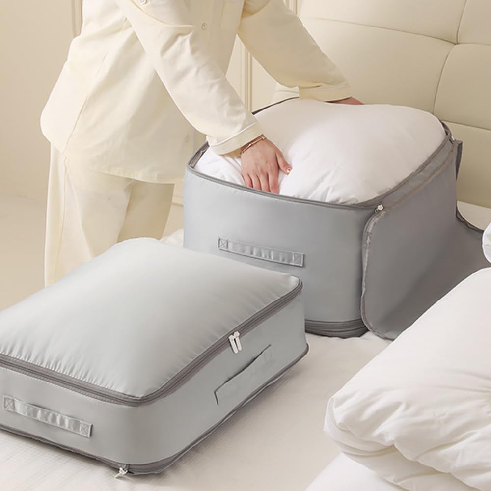 Packing Cubes, 2024 New Upgrade Organizer Self-Compression Space-Saving Ultra Space-Saving, Suitable for Clothes, Comforters Quilts (Beige)