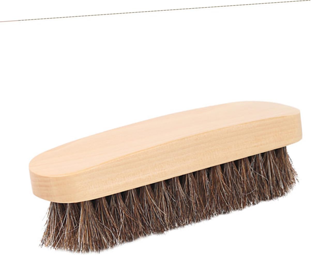 ROMISBABA 1PC Horsehair Shoe Brush with Handle Professional Boot Cleaning Tool for Home and Shop Sturdy Efficient Buffing and High Shine Finish Essential for Shoe Care