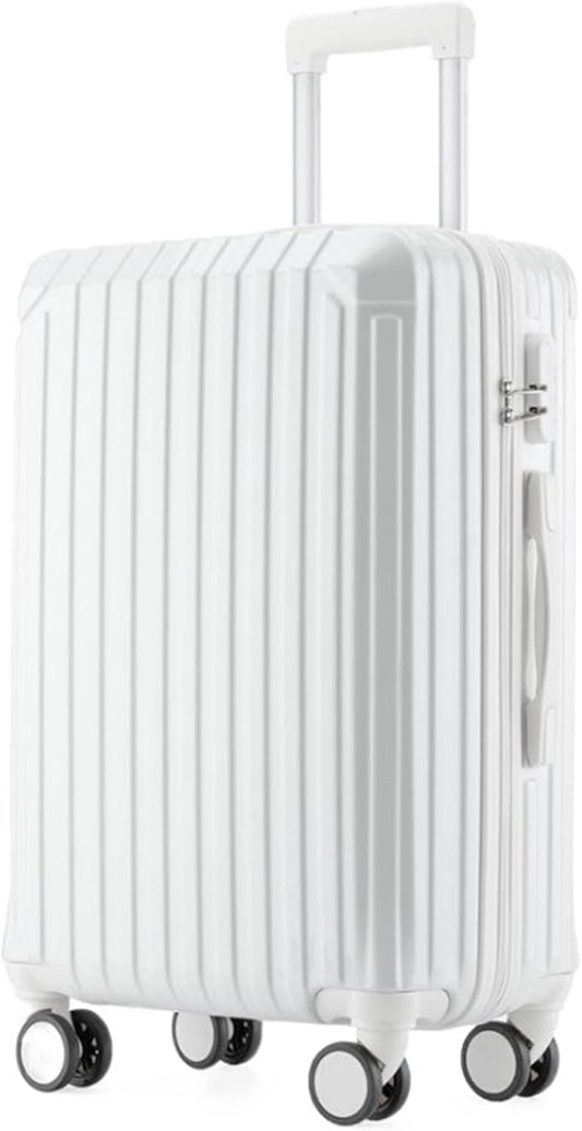 22" Travel Suitcase with Spinner Wheels, Hardshell Lightweight Carry-on Luggage, Security Combination Lock, Durable, Scratch-Resistant Design (White)