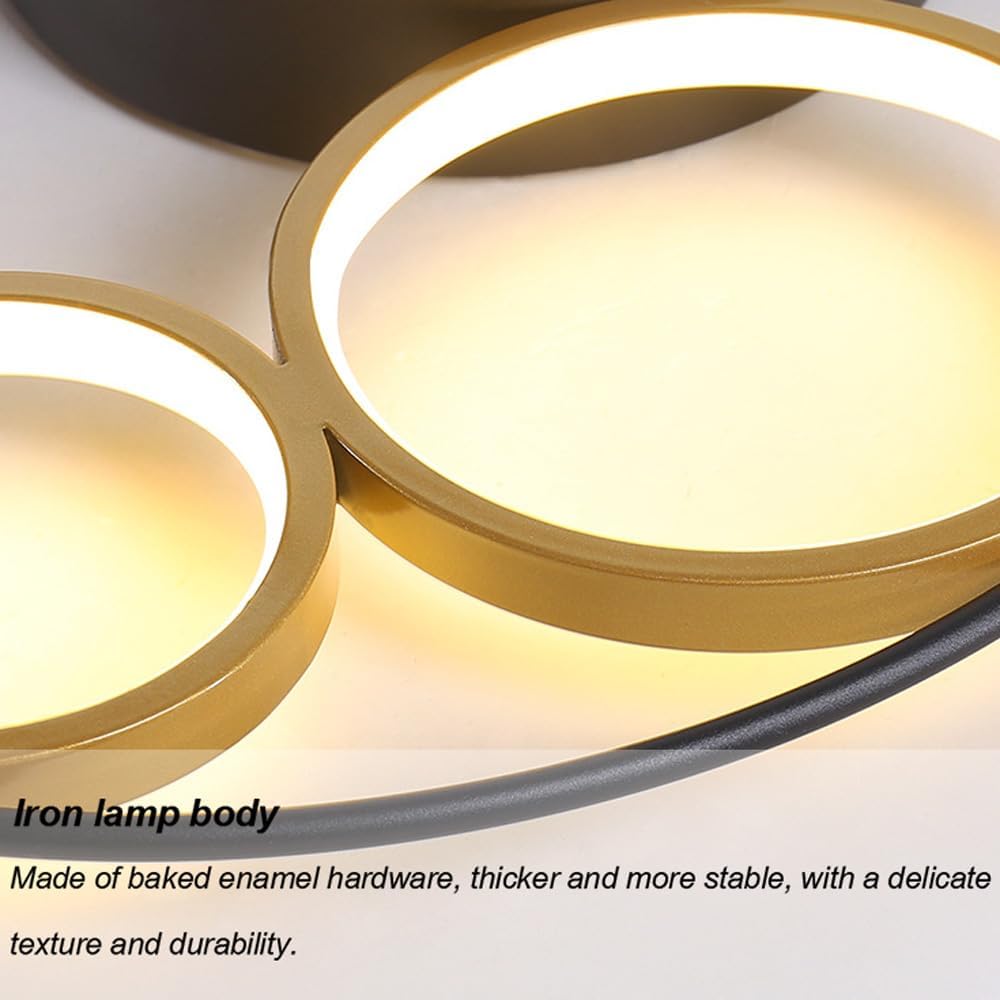 SEMANHUA Lampada da soffitto moderna a LED, plafoniera da incasso 44W con cerchio ad anello, lampadari in acrilico dorato da 20,4" for soggiorno, camera da letto, cucina,