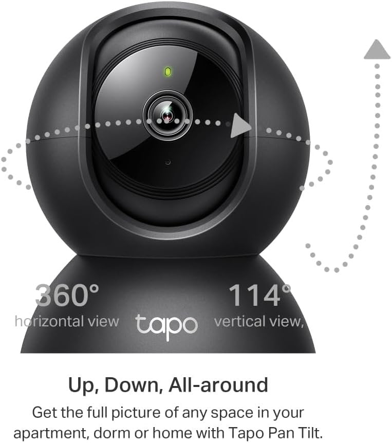 TP-Link Tapo Pan/Tilt AI Smart Home Security Wi-Fi Camera, Baby Monitor, 2K 3MP, Motion & Person Detection, Notification, Night Vision, SD Card Slot, Voice Control, No Hub Required (Tapo C211)