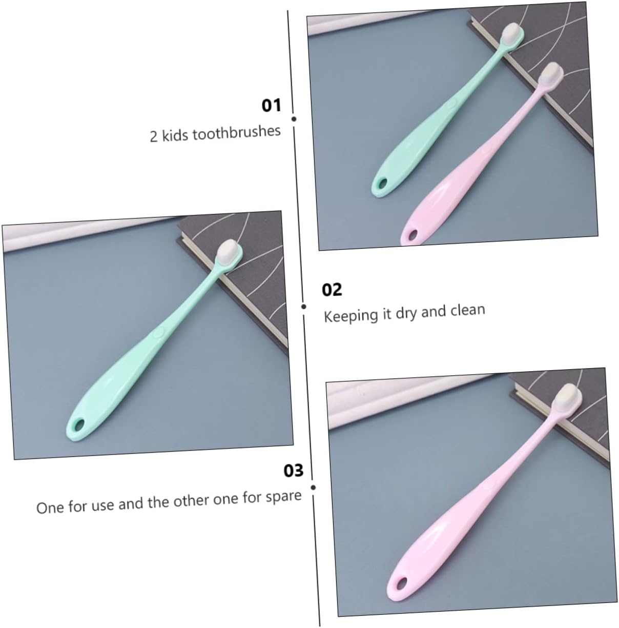 CALLARON 1set Toothbrush Soft Bristle Toothbrush for Oral Care Lightweight and Portable for Hands for Home and Travel 2pcs