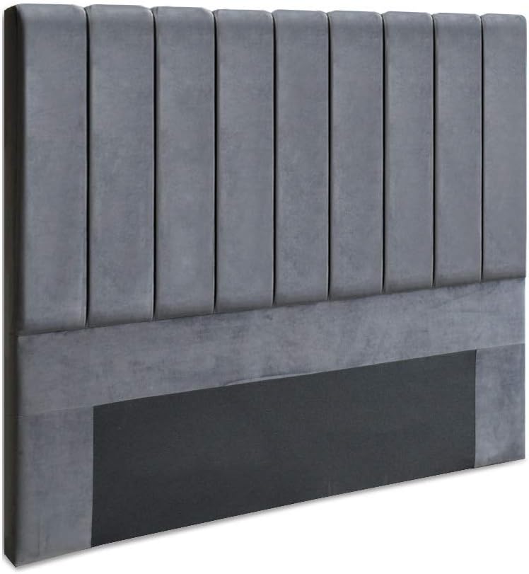 Artiss Queen Bed Headboard Headboards Slats Beds Head Frame Base, Bedroom Furniture, Upholstered with Grey Velvet Fabric Foam Wood, 153 x 120 x 8cm, Modern Design