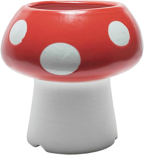 MaoYaMao Mushroom Pencil Holder for Desk Cute Pen Holder Decoration Accessories Ceramic Pencil Cup Mushroom Decor Succulent Plant Pot Office School Gift (Red)